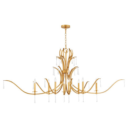 8 Light Ellipse Chandelier, Gold Leaf