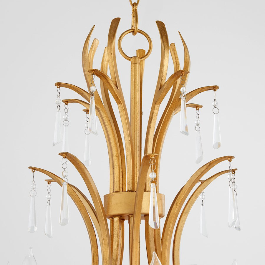 8 Light Ellipse Chandelier, Gold Leaf