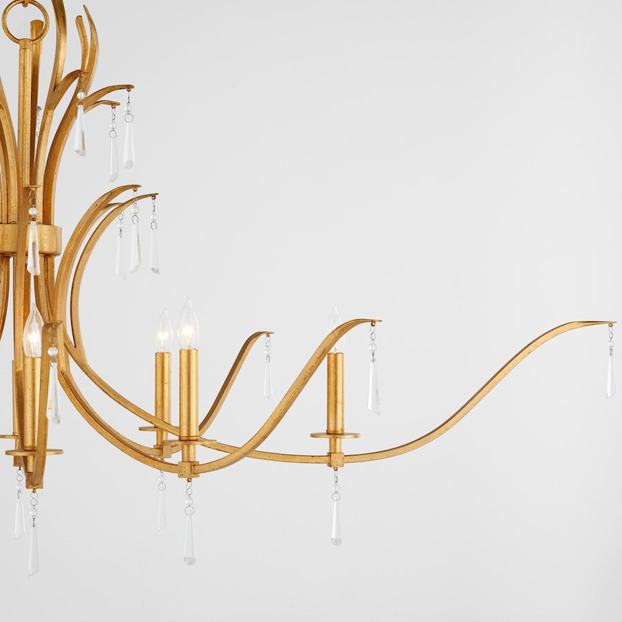 8 Light Ellipse Chandelier, Gold Leaf