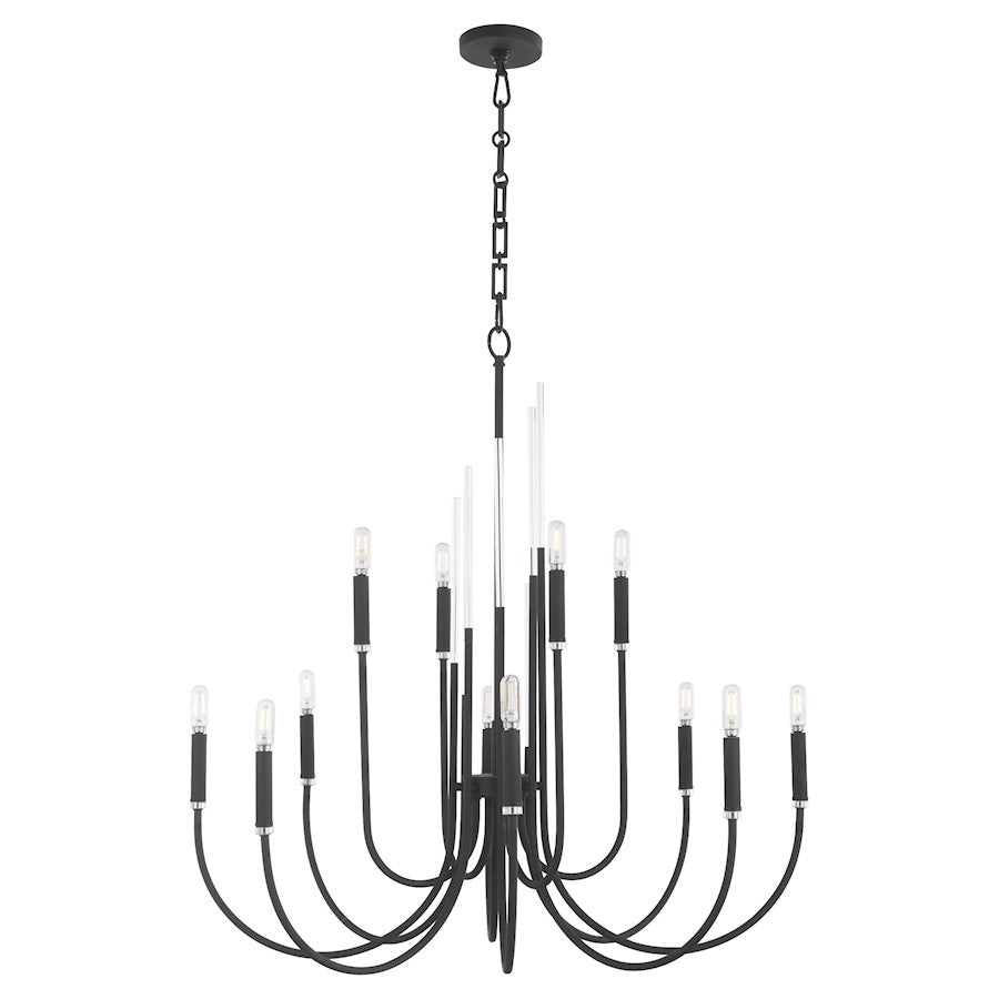 12 Light Chandelier, Textured Black