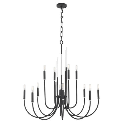 12 Light Chandelier, Textured Black