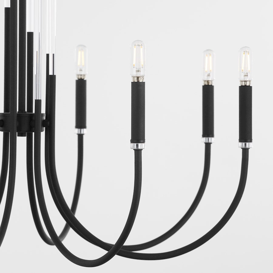 12 Light Chandelier, Textured Black