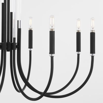 12 Light Chandelier, Textured Black
