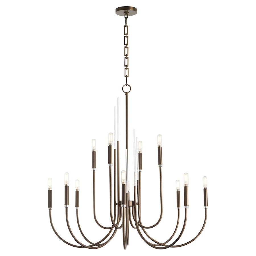 12 Light Chandelier, Dark Brass
