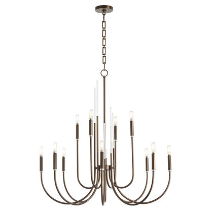 12 Light Chandelier, Dark Brass