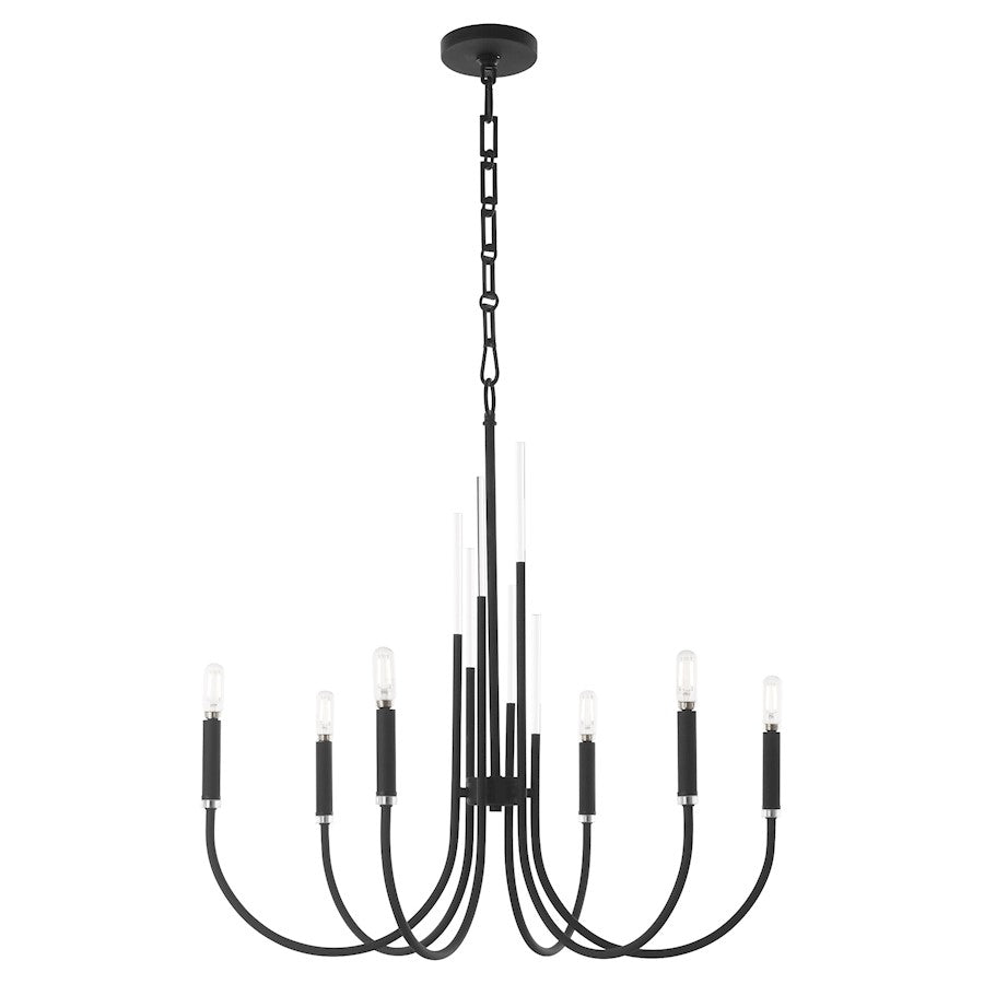 6 Light Chandelier, Textured Black