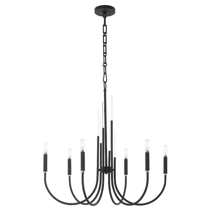 6 Light Chandelier, Textured Black