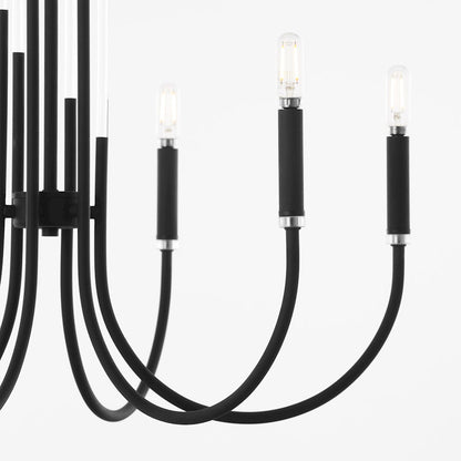 6 Light Chandelier, Textured Black