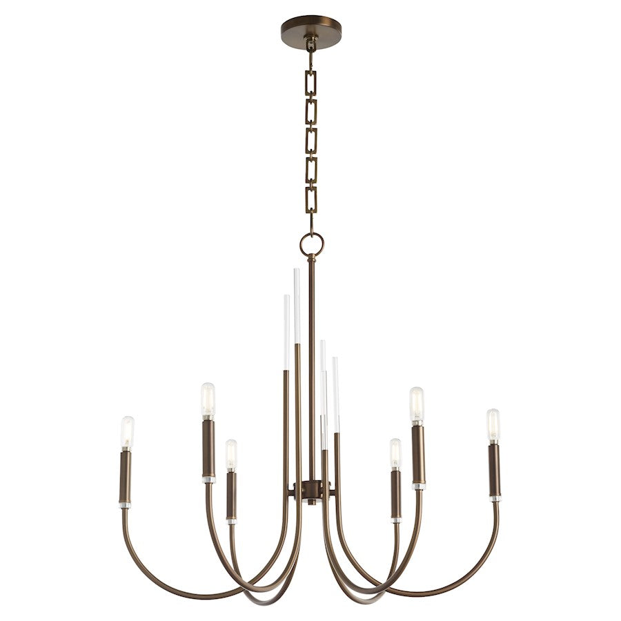 6 Light Chandelier, Dark Brass