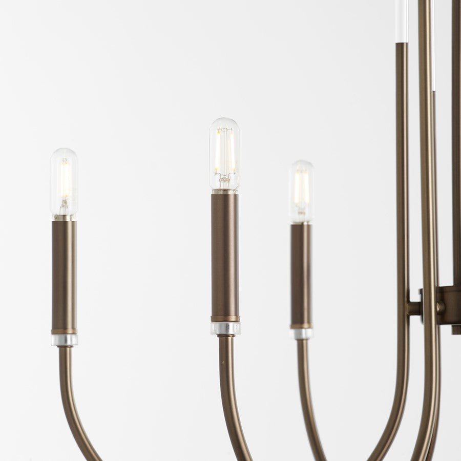 6 Light Chandelier, Dark Brass