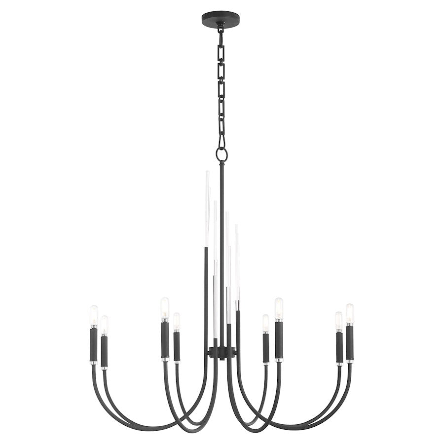 8 Light Chandelier, Textured Black