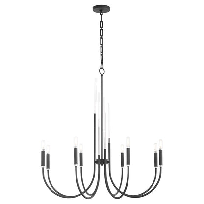 8 Light Chandelier, Textured Black