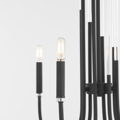 8 Light Chandelier, Textured Black