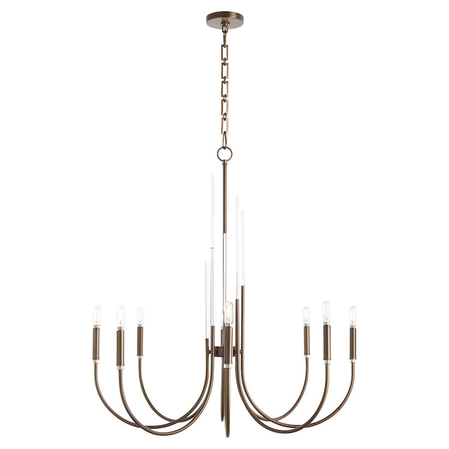 8 Light Chandelier, Dark Brass