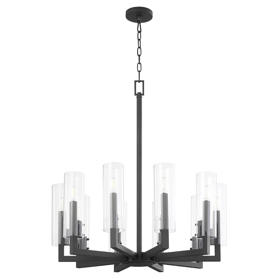 Quorum Harbin 10Lt Chandelier, Textured Black/Clear - 6277-10-69