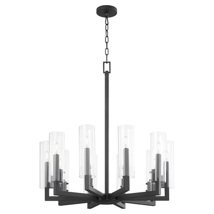 10 Light Chandelier, Textured Black