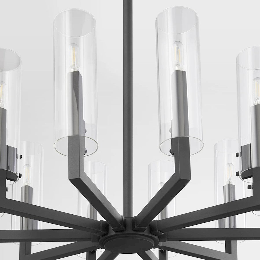 10 Light Chandelier, Textured Black