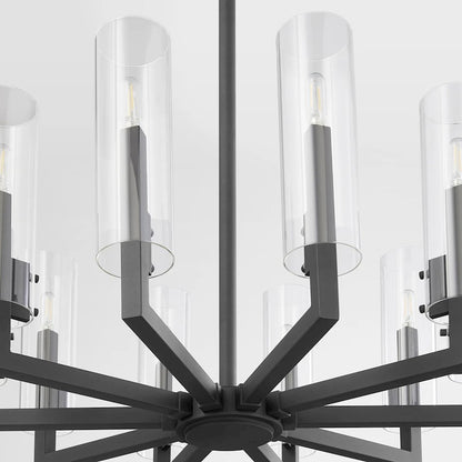 10 Light Chandelier, Textured Black