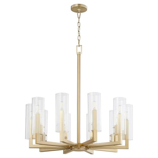 Quorum Harbin 10Lt Chandelier, Aged Brass/Clear - 6277-10-80