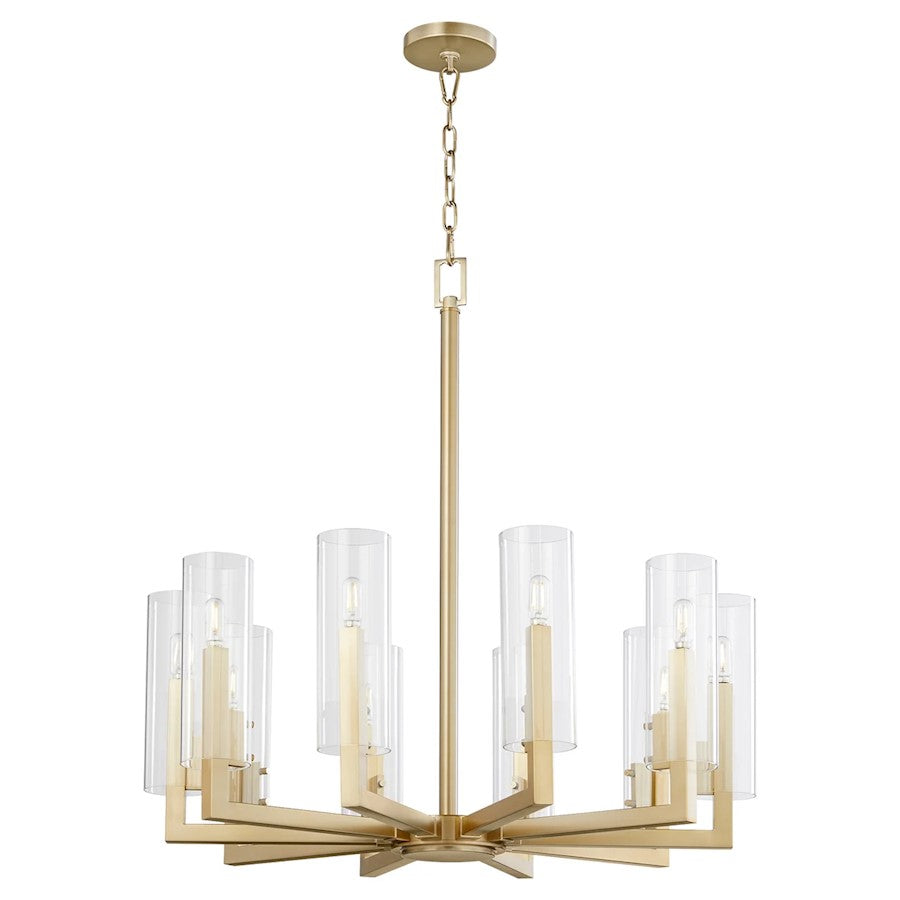 10 Light Chandelier, Aged Brass