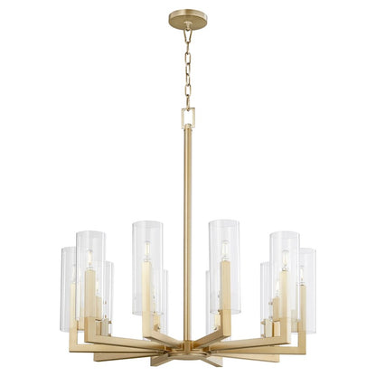 10 Light Chandelier, Aged Brass