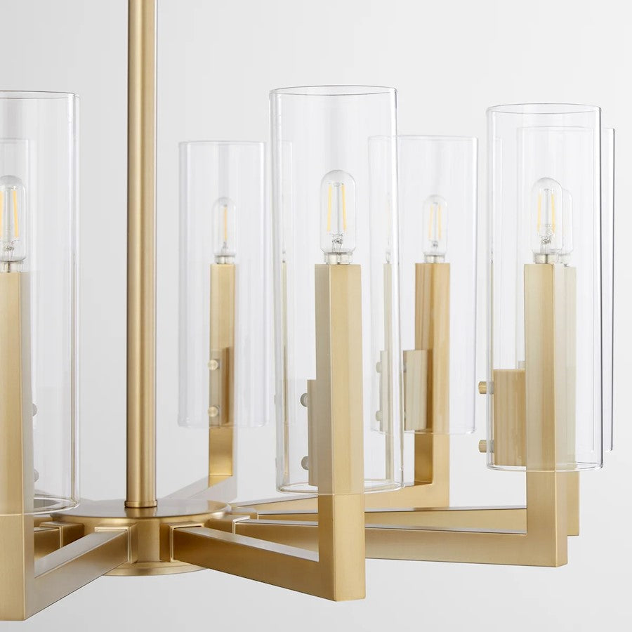 10 Light Chandelier, Aged Brass