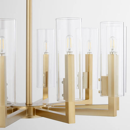 10 Light Chandelier, Aged Brass