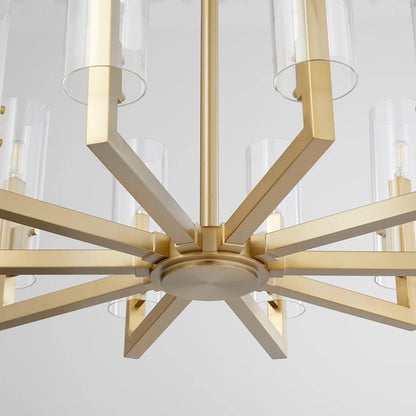 10 Light Chandelier, Aged Brass