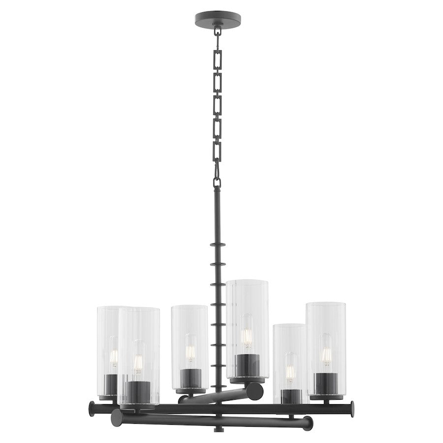 6 Light Chandelier, Matte Black