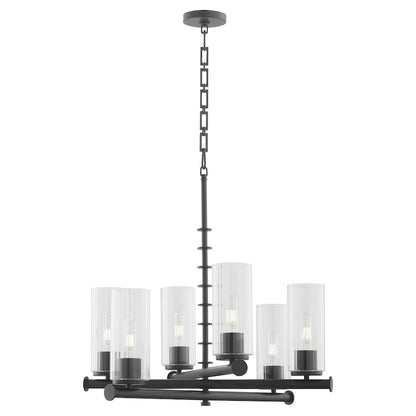 6 Light Chandelier, Matte Black