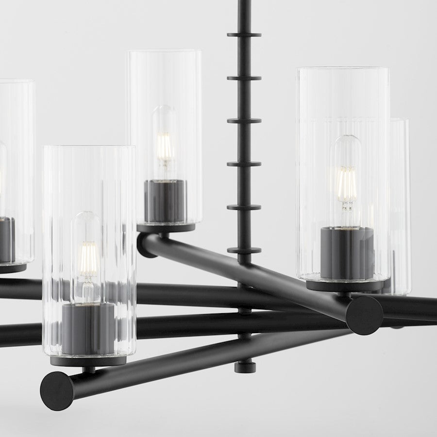 6 Light Chandelier, Matte Black