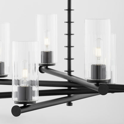 6 Light Chandelier, Matte Black