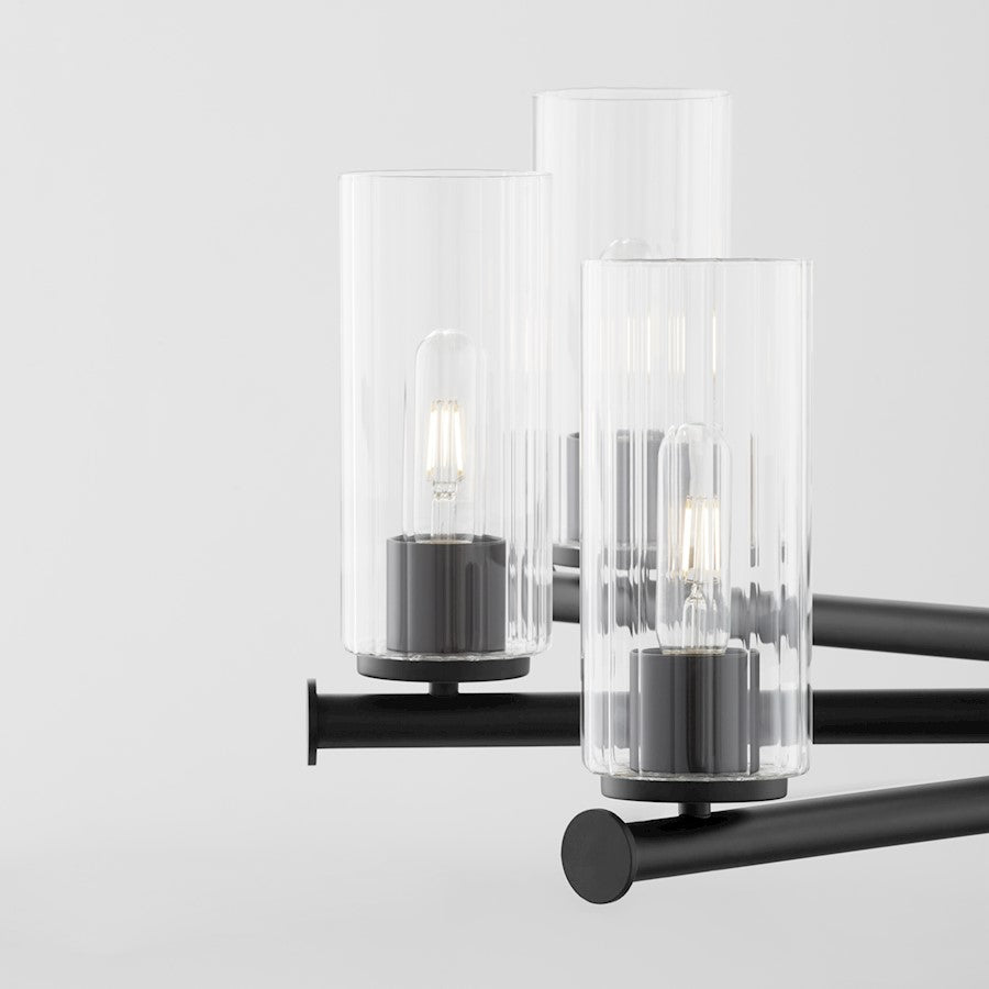 6 Light Chandelier, Matte Black