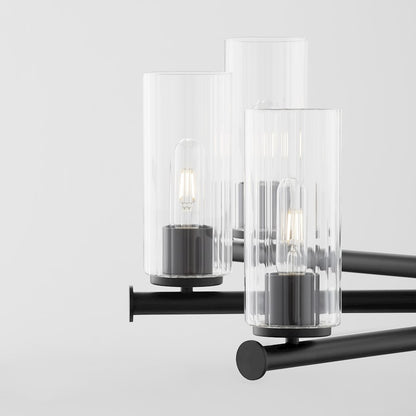 6 Light Chandelier, Matte Black