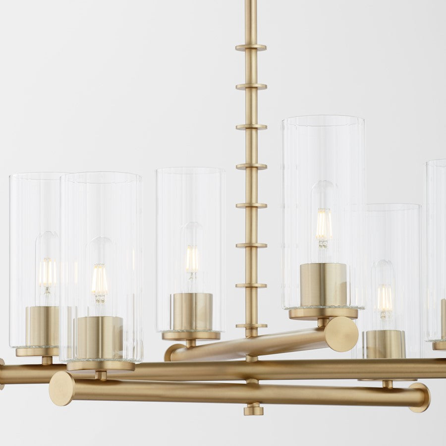 6 Light Chandelier, Aged Brass