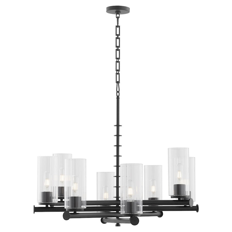 8 Light Chandelier, Matte Black