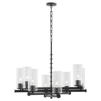 8 Light Chandelier, Matte Black