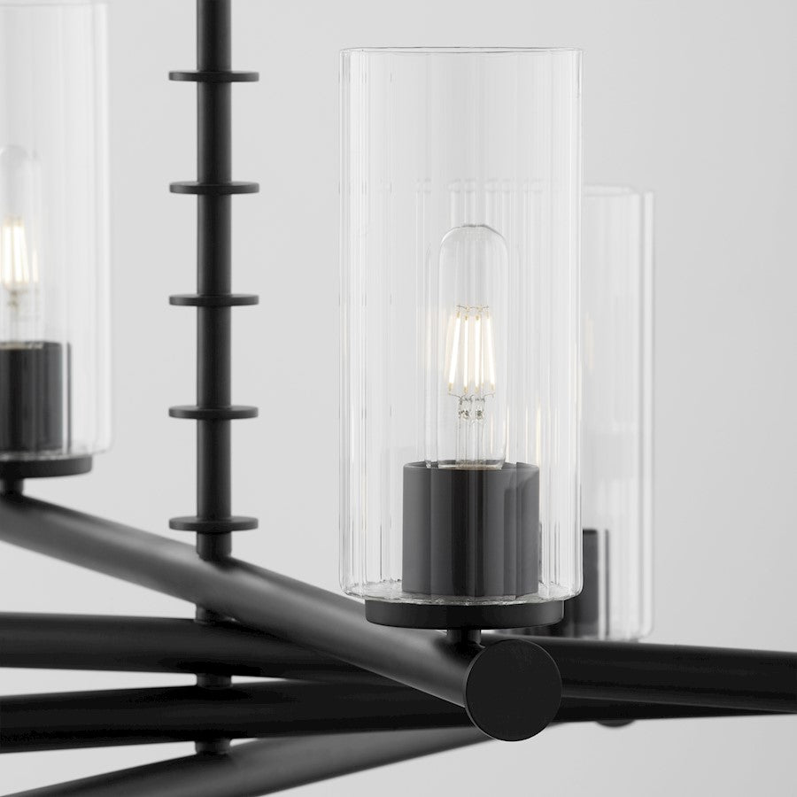 8 Light Chandelier, Matte Black