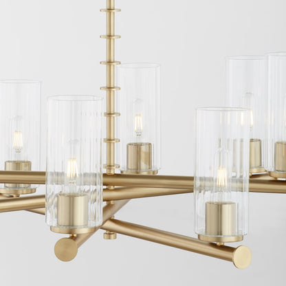 8 Light Chandelier, Aged Brass