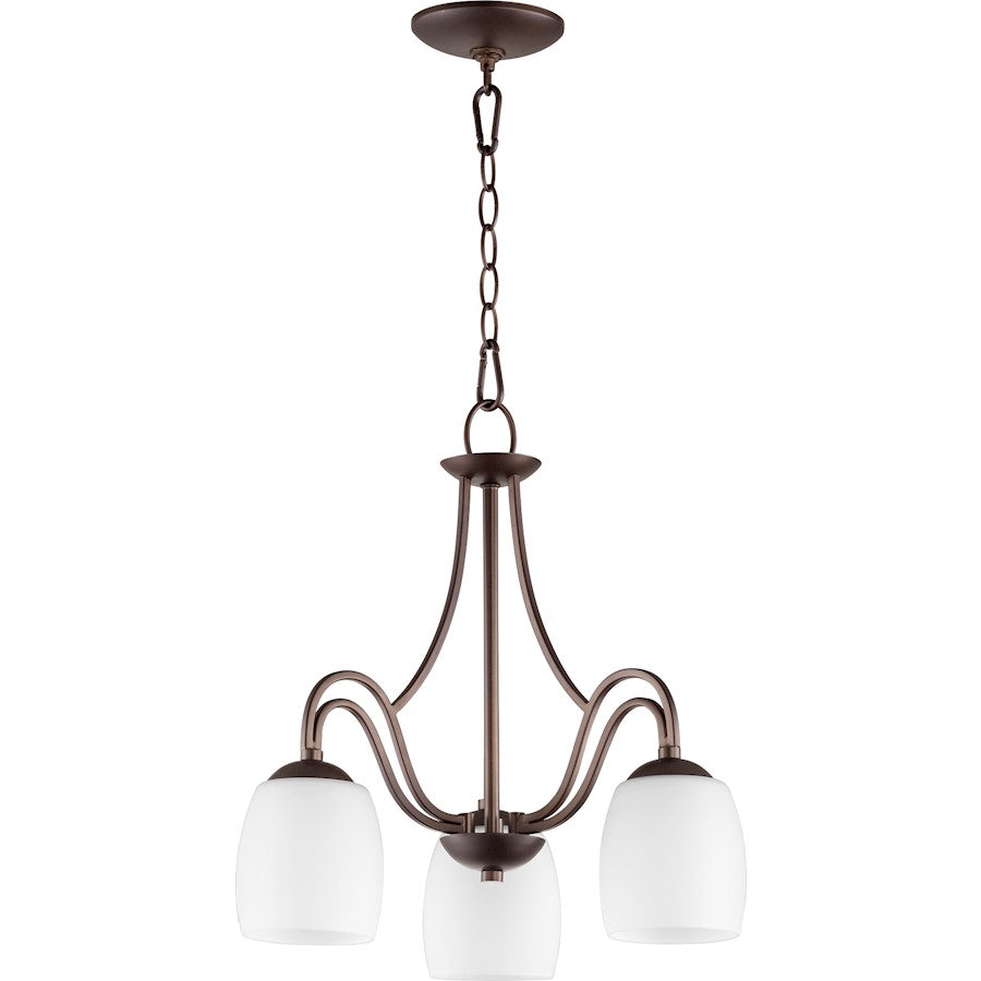 Quorum Willingham 3 Light 18' Nook Light, Oiled Bronze/Satin Opal