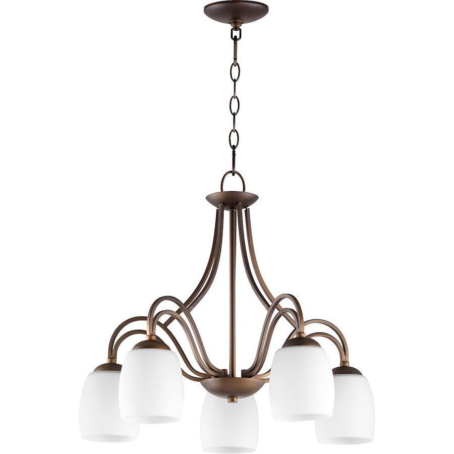 Quorum Willingham 5 Light 22.5' Nook Light, Oiled Bronze/Satin Opal