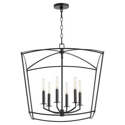 6 Light Pendant, Matte Black