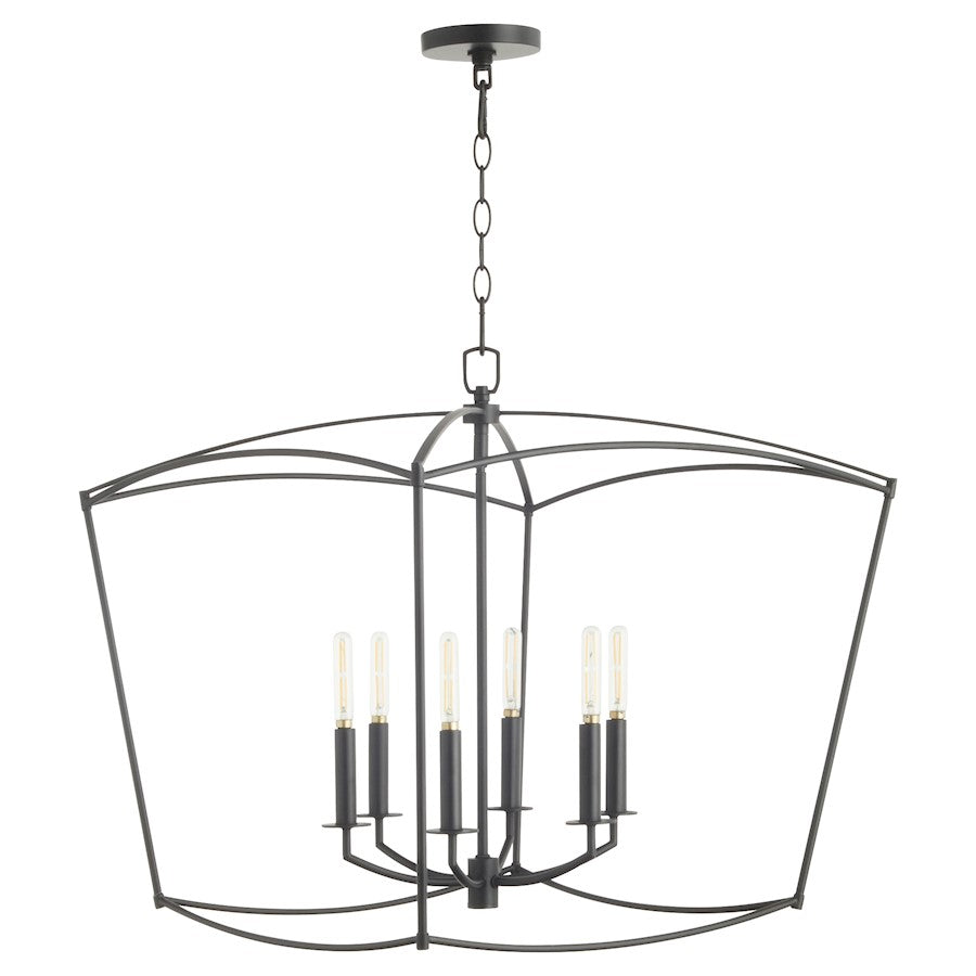6 Light Pendant, Matte Black