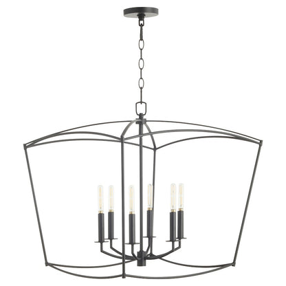 6 Light Pendant, Matte Black
