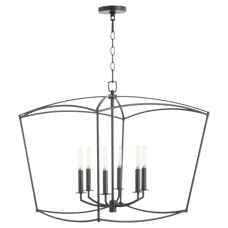 6 Light Pendant, Matte Black