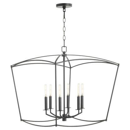 6 Light Pendant, Matte Black