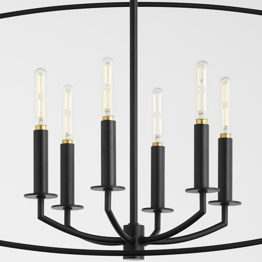 6 Light Pendant, Matte Black