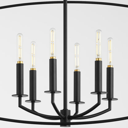 6 Light Pendant, Matte Black