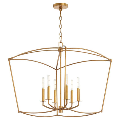 6 Light Pendant, Gold Leaf