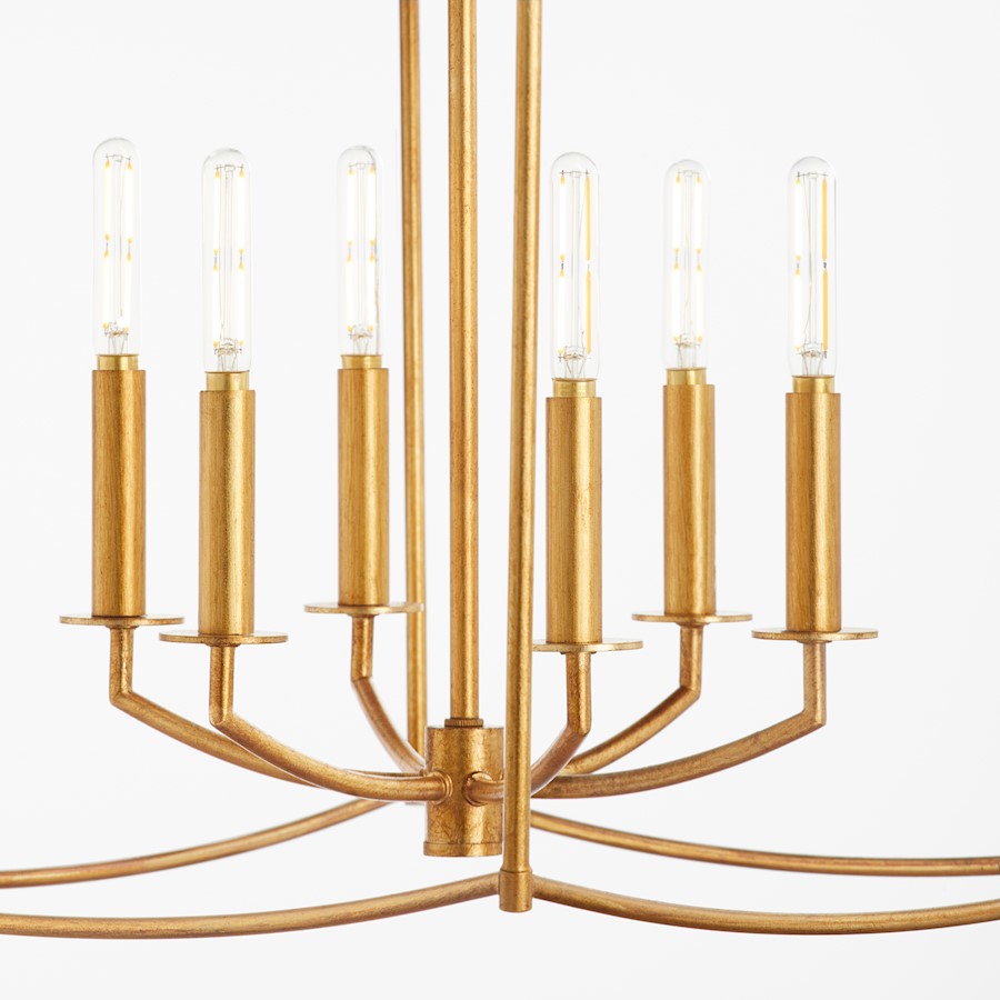 6 Light Pendant, Gold Leaf